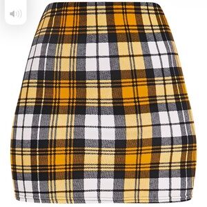 Pretty Little Thing Yellow Check Print Mini Skirt